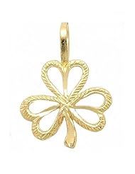 14K Gold Shamrock Charm Irish 3 Leaf Clover DC 16.5mm