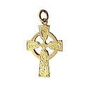 9ct Yellow Gold Hand Engraved Celtic Cross