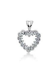 14K Gold Channel-Prong set Diamond Heart Pendant (0.48 cttw, F - G Color, SI2 Clarity)