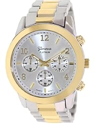 Geneva Platinum Womens 9245.TWOTONE Two-Tone Metal Analog Quartz Watch with Silver Dial