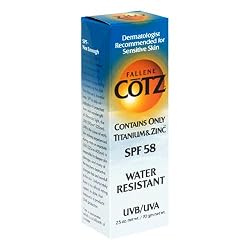 Fallene Cotz SPF 58 Water Resistant UVB/UVA Sunscreen for Sensitive Skin, 2.5-Ounce Tube