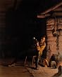 Boyhood of Lincoln - An Evening in the Log Hut - Chromolithograph by L. Prang & Co., ca. 1868 - Alluring 16x20-inch Photographic Print from the Library of Congress