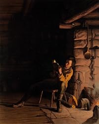 Boyhood of Lincoln - An Evening in the Log Hut - Chromolithograph by L. Prang & Co., ca. 1868 - Alluring 16"x20" Photographic Print from the Library of Congress