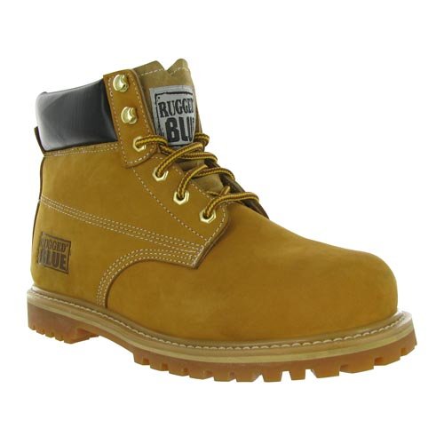 Rugged Blue Steel Toe Waterproof Mens Work Boots - Tan