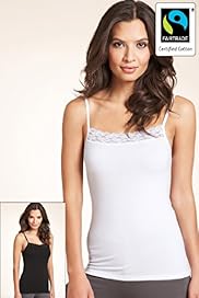 2 Pack Fairtrade Cotton Rich Lace Trim Vests