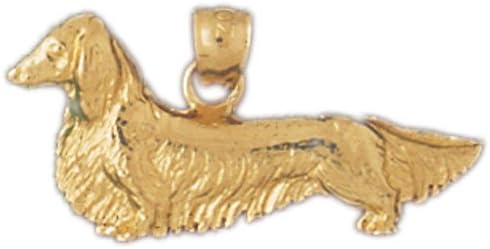 Genuine 14k Yellow Gold Dauchshund Dog Charm Pendant. (approximate weight 1 grams)