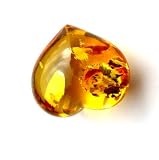 Amber Large Heart with a Meditation Vision Illusions Inside a Transparent Stone