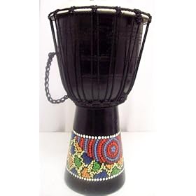 7 1/2" X 16" Aboriginal Drum Djembe Dot Painted Drums
