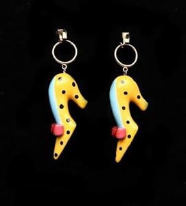 1 inch Yellow and Black Leopard Print High Heel Shoes Earrings
