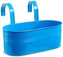 Siena Garden 722636 Blumenkasten oval blau inkl. Halter