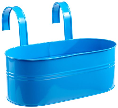 Siena Garden 722636 Blumenkasten oval blau inkl. Halter