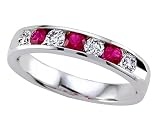 0.70 cts Round Diamond and Ruby Band - Platinum, 18kt White or Yellow Gold