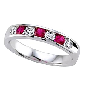 0.70 cts Round Diamond and Ruby Band - Platinum, 14kt & 18kt White or Yellow Gold