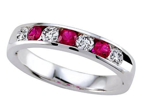 0.70 cts Round Diamond and Ruby Band - Platinum, 14kt & 18kt White or Yellow Gold