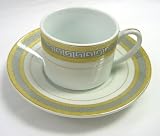 Demitasse Cups & Saucers Set of 6 with Greek Key Design