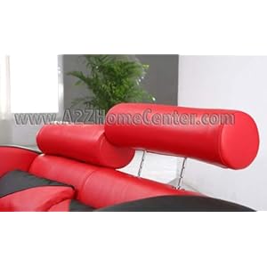 Ultra Modern Red/Black Leather Living Room Set Sofa Loveseat Chair