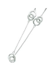 Sterling Silver Cubic Zirconia Circle Necklace 18"