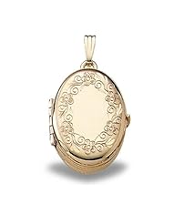 Solid 14K Yellow Gold Oval Four Photo Locket 3/4 inch x 1 inch Solid 14K Yellow Gold