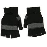 Youth Convertable Fingerless Glove Mitten - Black Grey W27S36A