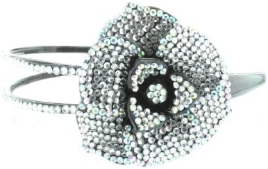 Bling Bling! Flower Headband with Black & Clear & Irodescent Rhinestones - Crystals. Perfect for Women, Teens & Girls, Bling Bling Hair Accessory