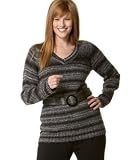 Style&co. Plus Size Marled V-Neck Belted Sweater