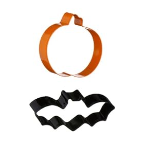 Premier Housewares 2-Piece Stainless Steel Pumpkin and Bat Shaped Cookie Cutter Set, Orange/Black