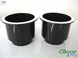 Choice Parts - Sofa Cupholders - 3.25 Deep X 4.375 Wide - Black with Chrome Rim Cup Holders (Pack of 2) Great Replacement Beverage Holder for Couch, Loveseat, Recliner Chair, or Theatre Seating