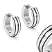 Men's 316L Stainless Steel Two Tone Hoop Huggie Earrings with Black IP 10mm