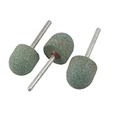 uxcell 軸付き砥石 マウントポイント グリーン 半円形 金属シャンク 研削アプリケーション 3個入り