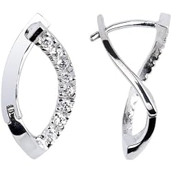 Sterling Silver Angular Cubic Zirconia Huggy Earrings