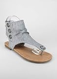 Denim Finish Three Button Thong Sandal