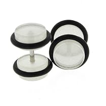 Fake Acrylic Plugs - Clear "GLOW IN THE DARK" 16g Wire; 8mm - Sold as a Pair