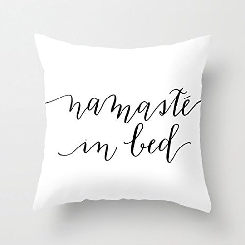 KPOEUY Namaste in Bed Cotton Canvas Square Decorative Throw Pillow Case Cushion Cover Modern Decoration, 18-Inch x 18-Inch