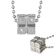 Stainless Steel Large LOVE Cubic Zirconia Cube Pendant Necklace