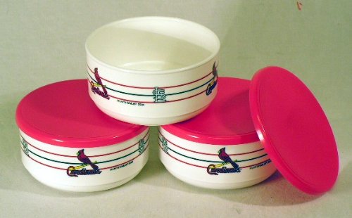 St. Louis Cardinals MLB 3-piece Plastic Bowl Set with Lids