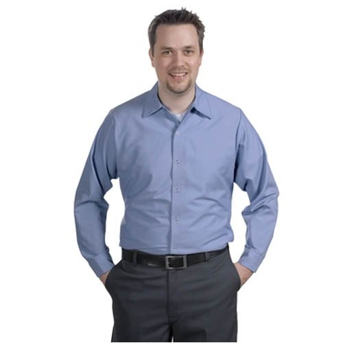 CornerStone Long Sleeve Pocketless Gripper Shirt, Light Blue, Medium