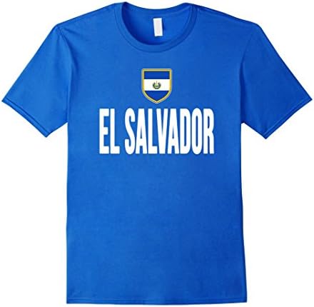 Men's EL SALVADOR T-shirt 2016 Salvadorian Flag Tee Coat of Arms Medium Royal Blue