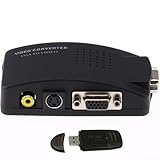IMAGE OF PC to TV Converter Box Adaptor (VGA To RCA / VGA To S-Video)