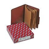 Smead 14092 Smead Pressboard Classification Folders w/Self Tab, Ltr, 8-Section, Red, 10/Box