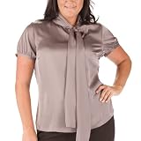 Women's Plus Size Mossimo Black: Tie-Neck Fashion Top - Gray