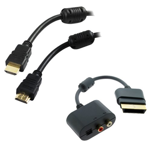 GTMax RCA Audio Cable Adaptor+HDMI Cable for Microsoft XBOX 360
