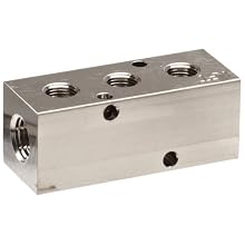 Polyconn PCM10-125-03NP Nickel Plated Aluminum Manifold, 1/4" NPT Female x 1/8" NPT Female, 3 Stations