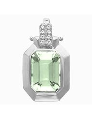 14K White Gold Emerald Cut Prasiolite (Green Amethyst) Pendant -- LIFETIME WARRANTY