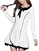 Allegra K Women Doll Collar Long Sleeve Lace Panel Dress S White