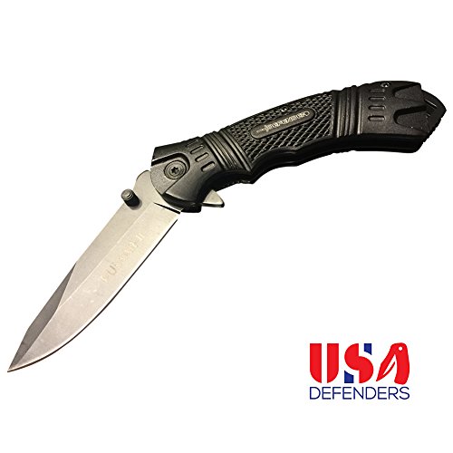 Best Folding Knife Spring Assisted Pocket Knife with Clip. Black Folding Knife for Hunting and Tactical. New Rescue Knife Survival Stainless Steel Blade Open Case Knives for Camping