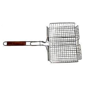 Charcoal Companion 210-SR Stainless Steel 24-Inch Rectangle Basket with Rosewood Handle by 