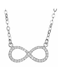 Shiny Sterling Silver Infinity Necklace Pendant with Natural Cubic Zirconia for Women