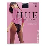 HUE Women's 3-Pack Sheer French Lace Control Top Pantyhose