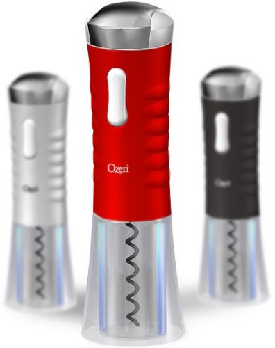 Ozeri Nouveaux Cordless Electric Wine Opener with Free Foil Cutter, in Red -- Ultimate Wine Gift On Sale with Free Super Saver Shipping