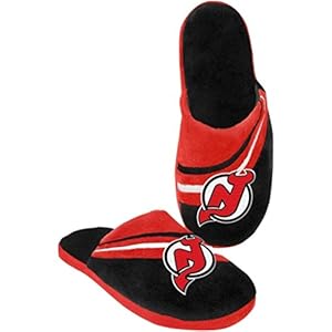 New Jersey Devils Men's Bedroom Slip-On Slippers - Red (L (11-12))